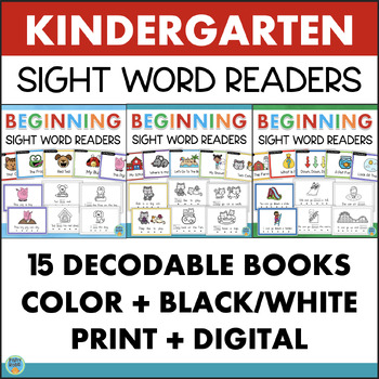 Preview of Emergent Beginner Readers Kindergarten Printable Sight Word Books CVC Decodables