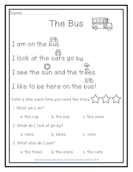 sight word reading passages for kindergarten