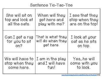 Kindergarten Sight Word Sentence Tic-Tac-Toe by Sarah Eisenhuth | TPT