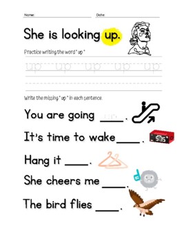 Preview of Kindergarten Sight Word Series - Word ( Up ) Tracing / Practice (ESL)