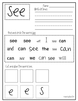 Kindergarten Sight Word Work by Kinder with Stirn | TpT