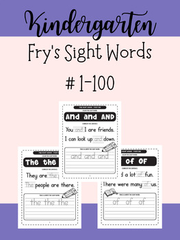 Preview of Kindergarten Sight Word Workbook- Fry Sight words 1-100
