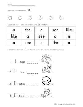 sight words preschool activities