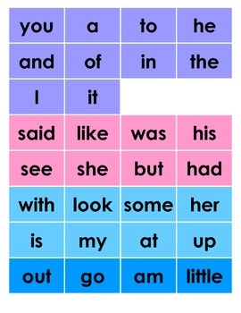 kindergarten sight word list literacy first 50 words