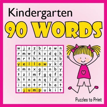 KINDERGARTEN SIGHT WORDS Word Search Puzzles by Puzzles to Print