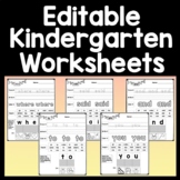 Kindergarten Sight Word Practice- 40 Pages {Editable with 