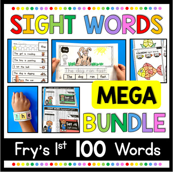 Preview of Fry's first 100 Sight Words Bundle Kindergarten Sight Words Worksheets Centers