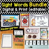 Kindergarten Sight Words Bundle Editable Printable Pages &