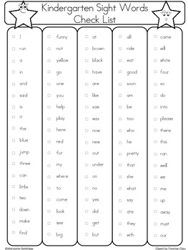 kindergarten sight word list illinois