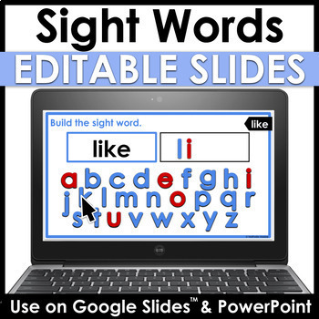 Preview of Kindergarten Sight Words Editable Digital Resource Interactive Slides