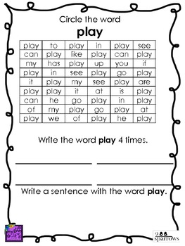 kindergarten sight words find the words worksheets set 4 by 2 sparrows