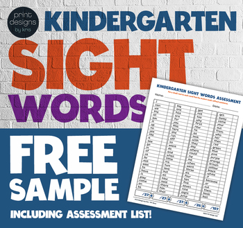 Preview of Kindergarten Sight Words Flip Book Wall Cards Assessment Award - FREE Sample