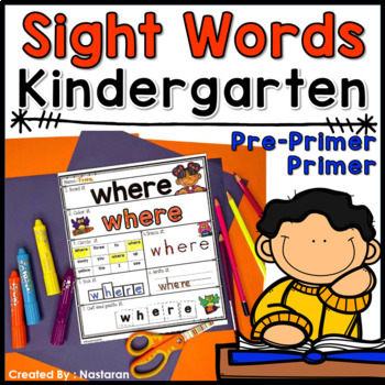 Preview of Sight Word Worksheets Kindergarten High Frequency Words Practice  Assessments
