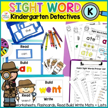 Preview of Kindergarten Sight Word Practice - Primer Sight Word Worksheets & Activities