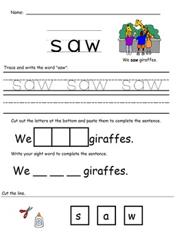 kindergarten sight words set 2 reading worksheets by creative cici