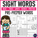 Kindergarten Sight Words Worksheets (Pre-Primer Words)