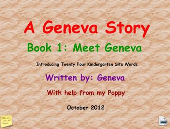 Preview of Kindergarten Site Words A Geneva Story Book 1 Meet Geneva a Pinkley Product