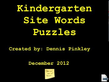 Preview of Kindergarten Site Words Puzzles a Pinkley Product