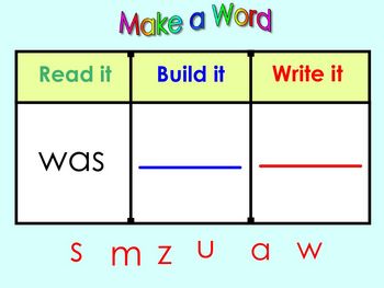 Kindergarten SmartBoard Sight Word Practice: Read it Write it Make it