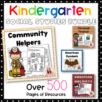 Preview of Kindergarten Social Studies Bundle: Community Helpers, American Symbols, & More