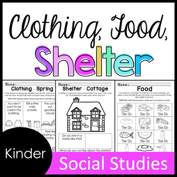 1st Grade Social Studies - Clothing, Food, and Shelter by Stacey Payne