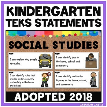 Preview of Kindergarten Social Studies TEKS Can and Will Standards Statements