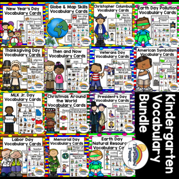 Preview of Kindergarten Social Studies Vocabulary Bundle | Entire Year Included!