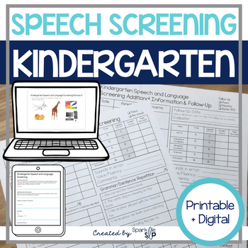 Preview of Kindergarten Speech Therapy Screener | Digital + Printable
