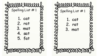 kindergarten spelling words