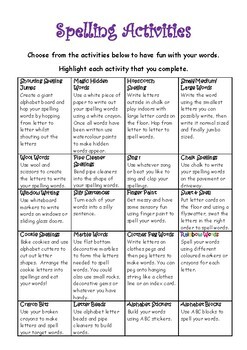 kindergarten spellings for a year spellings and activities for 5