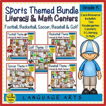 Kindergarten Sports Themed Literacy & Math Centers Bundle | TPT
