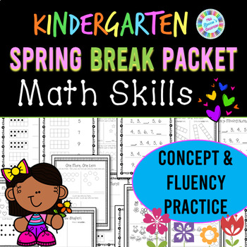 Preview of Kindergarten Spring Break Packet - Math Activity Pages & Worksheets March April