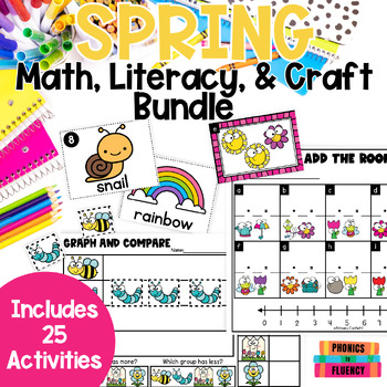 Preview of Spring Math and Literacy Centers - Kindergarten Spring Activities - Bundle