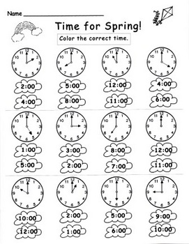 Kindergarten Spring Telling Time Set by NJF | Teachers Pay Teachers