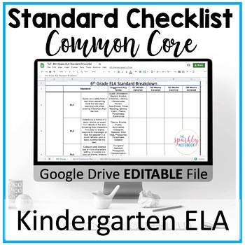 Preview of Kindergarten ELA Standards Breakdown & Checklist - Common Core