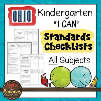 Preview of Kindergarten Standards Checklists for All Subjects - OHIO - "I Can"