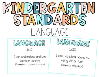 Preview of Kindergarten Standards Common Core: Language