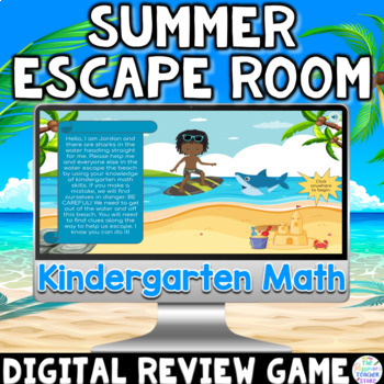 Preview of Kindergarten Standards Review | Summer Beach Escape Room Game 