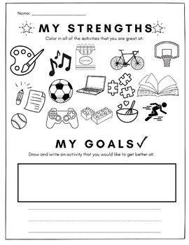 Preview of Kindergarten- Strengths and Goals - SEL- Self Awareness
