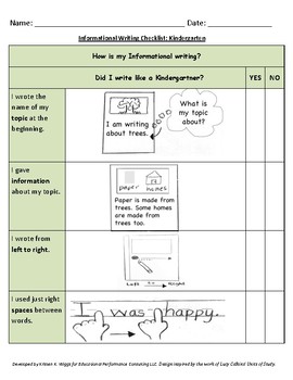 Preview of Kindergarten Student-Friendly Informational Writing Checklist