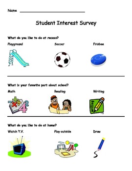 Kindergarten Student Interest Survey by VIPKid Kasey | TpT