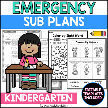 Preview of Sub Plans Kindergarten