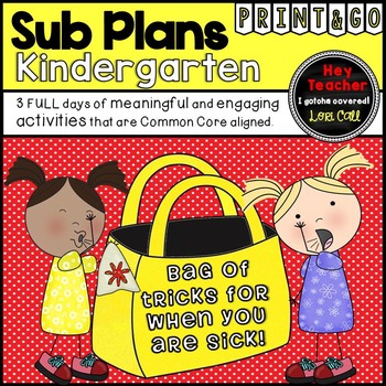 Preview of Kindergarten Sub Plans, A Bag of Tricks for When You Are Sick!