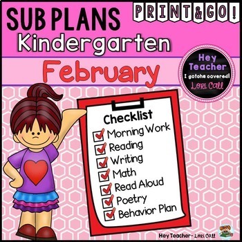 Kindergarten Sub Plans {February-Valentine's Day} by Hey Teacher - Lori ...