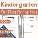 Kindergarten Emergency Sub Plans for Sub Tub or Sub Binder