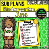 Kindergarten Sub Plans - June -End of Year Activities