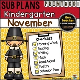 Kindergarten Sub Plans {November-Thanksgiving}