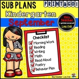 Kindergarten Sub Plans - September-Back to School