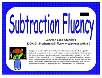 Preview of Kindergarten Subtraction Fluency