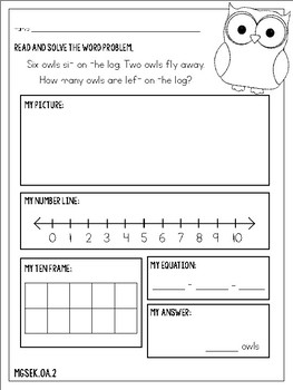 Kindergarten Subtraction Word Problems by Fun with Ms Schmidt | TpT